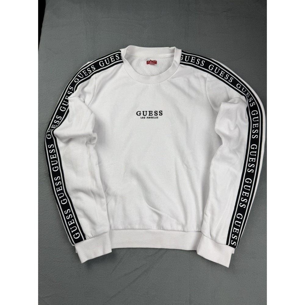Guess Sweater Womens Size 'S' Black Track Cropped Long Sleeve Y2K Logo Retro